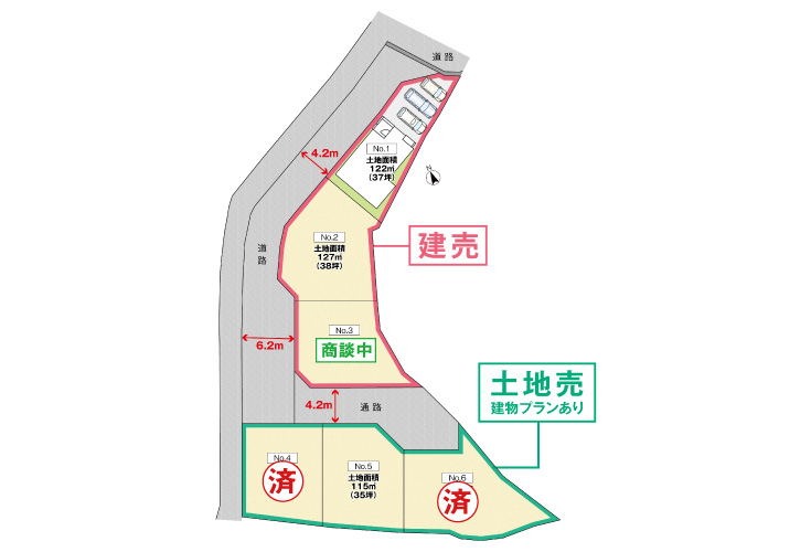 広島市東区牛田新町4丁目6土地分譲住宅区画図