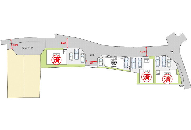 広島市安佐南区川内6丁目14新築一戸建て分譲住宅区画図