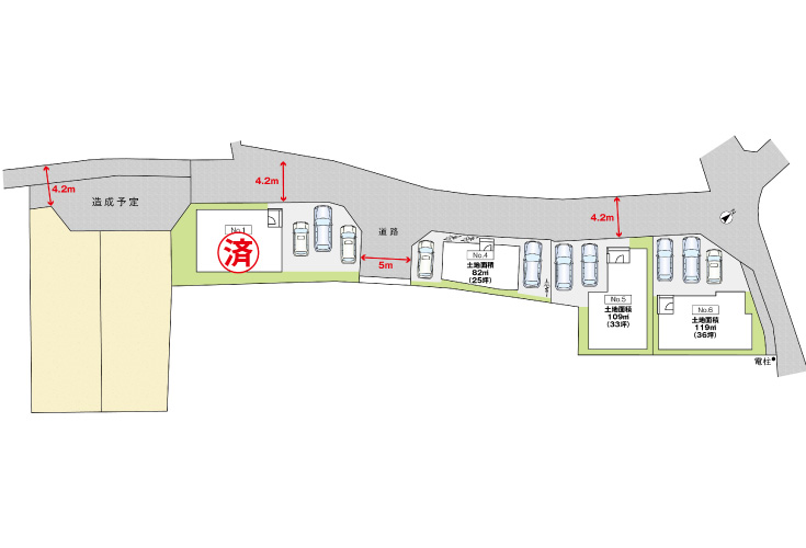 広島市安佐南区川内6丁目14新築一戸建て分譲住宅区画図