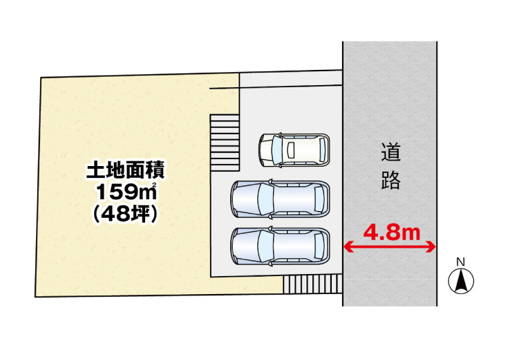 広島市安佐南区山本5丁目48土地分譲住宅区画図