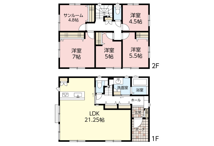 広島市安佐北区落合南8丁目4新築戸建て分譲住宅間取り図