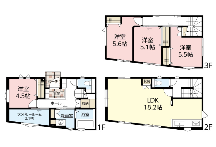 広島市安佐南区川内6丁目14新築一戸建て分譲住宅間取り図