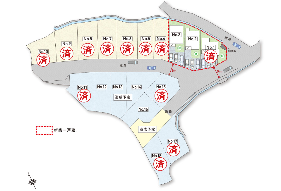 広島市安佐南区伴中央2丁目7土地分譲住宅区画図