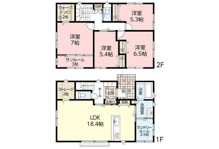 広島市安佐南区上安4丁目25新築一戸建て分譲住宅間取り図