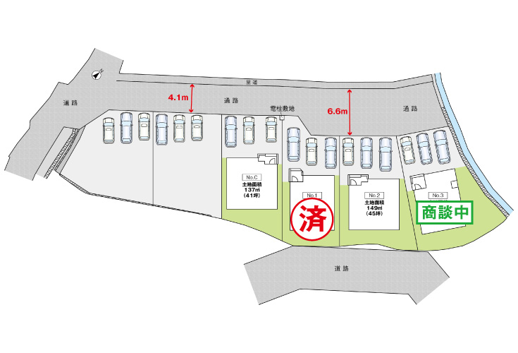 廿日市市下平良字小野377新築一戸建て分譲住宅区画図