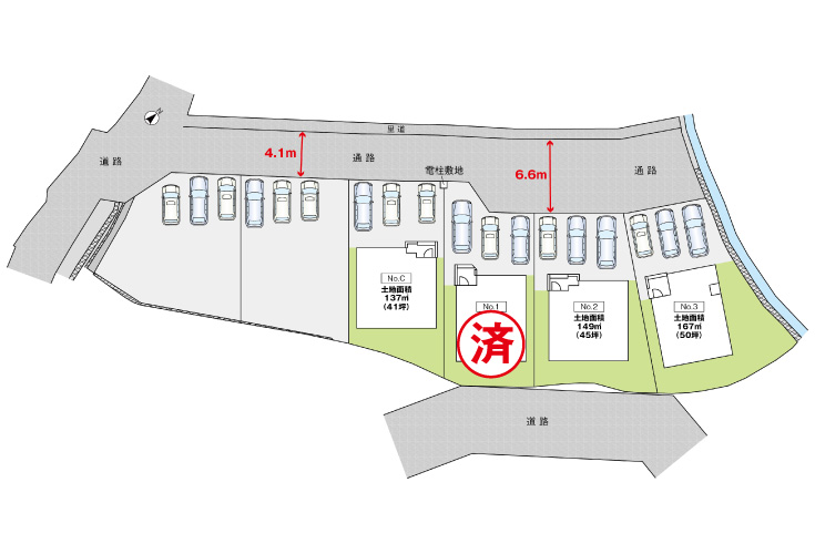 廿日市市下平良字小野377新築一戸建て分譲住宅区画図