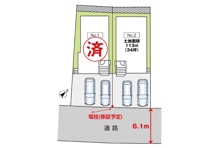 広島市西区山田新町1丁目19新築一戸建て分譲住宅区画図