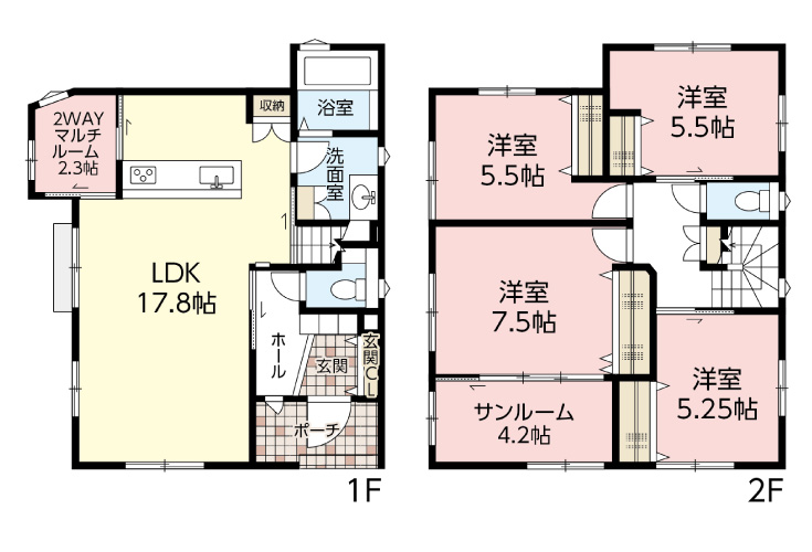 広島市安佐南区八木6丁目新築一戸建て分譲住宅間取り図