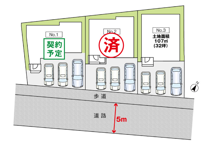 広島市安芸区船越南3丁目23新築一戸建て分譲住宅区画図