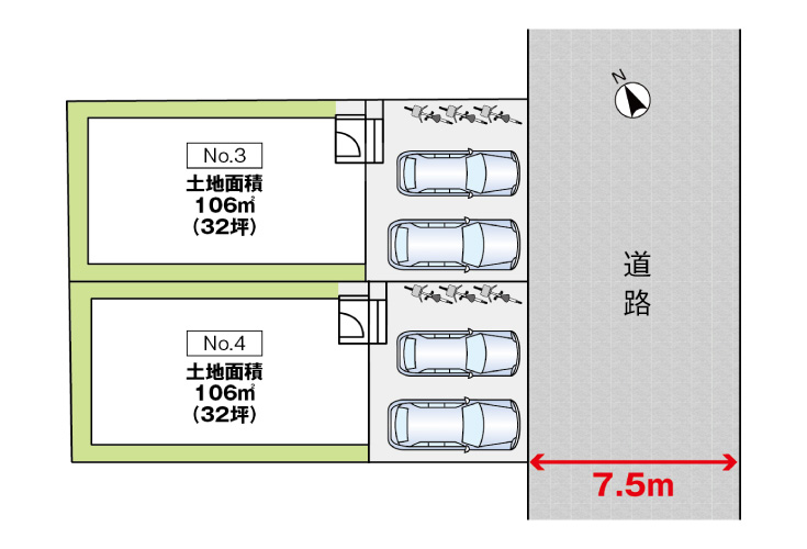 廿日市市地御前北2丁目4新築一戸建て分譲住宅区画図