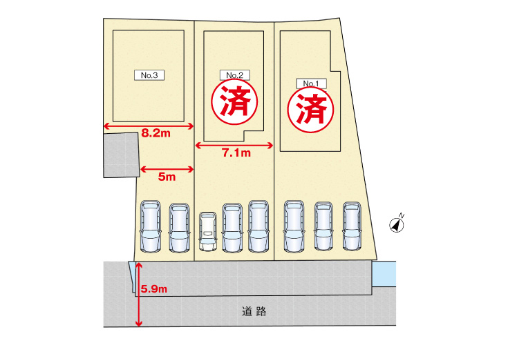 広島市安佐南区緑井8丁目14土地分譲住宅区画図