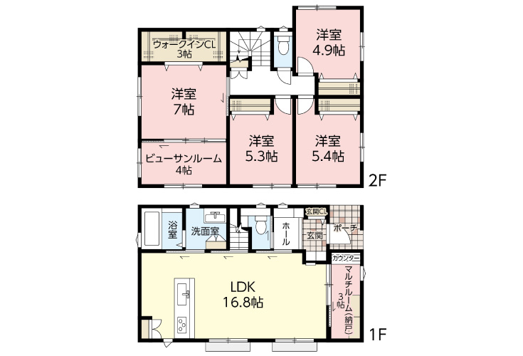広島市安佐南区上安5丁目19新築一戸建て分譲住宅間取り図