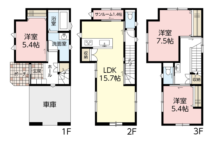 広島市安芸区矢野西6丁目3新築一戸建て分譲住宅間取り図