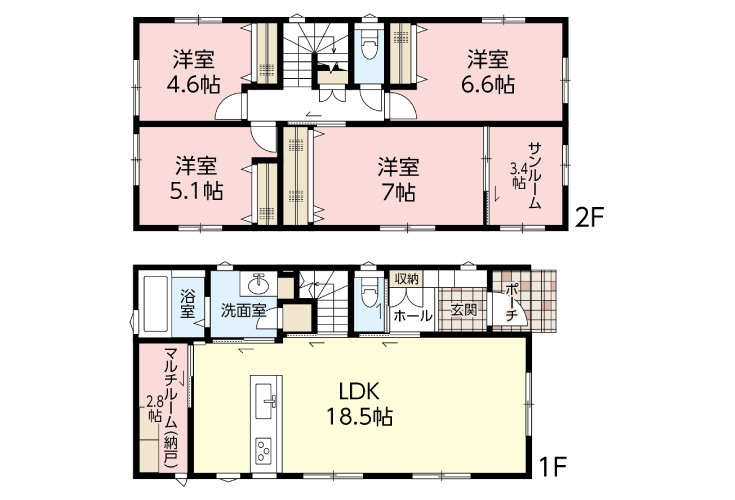 廿日市市地御前北2丁目4新築一戸建て分譲住宅間取り図