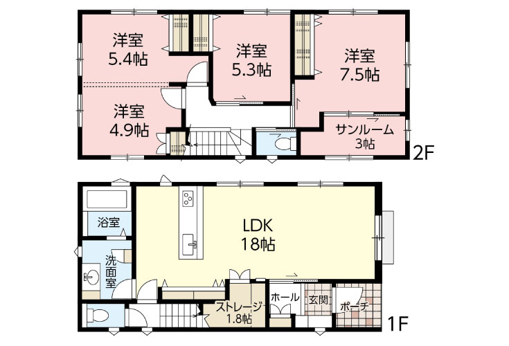 広島市安佐南区伴東5丁目18新築一戸建て分譲住宅間取り図