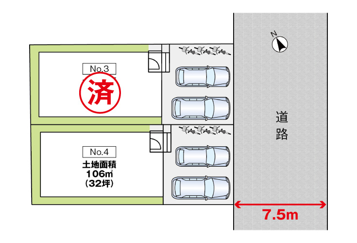 廿日市市地御前北2丁目4新築一戸建て分譲住宅区画図