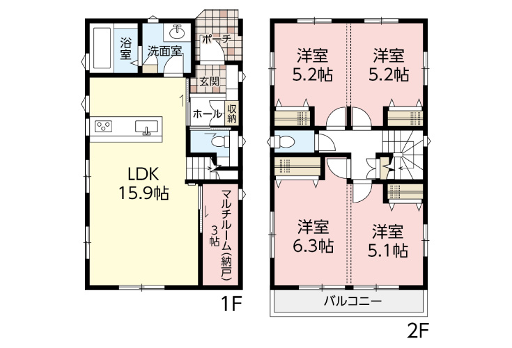 廿日市市峰高2丁目5新築戸建て分譲住宅間取り図