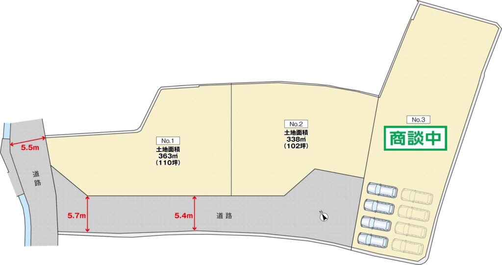 広島市安佐北区三入1丁目14土地分譲住宅区画図