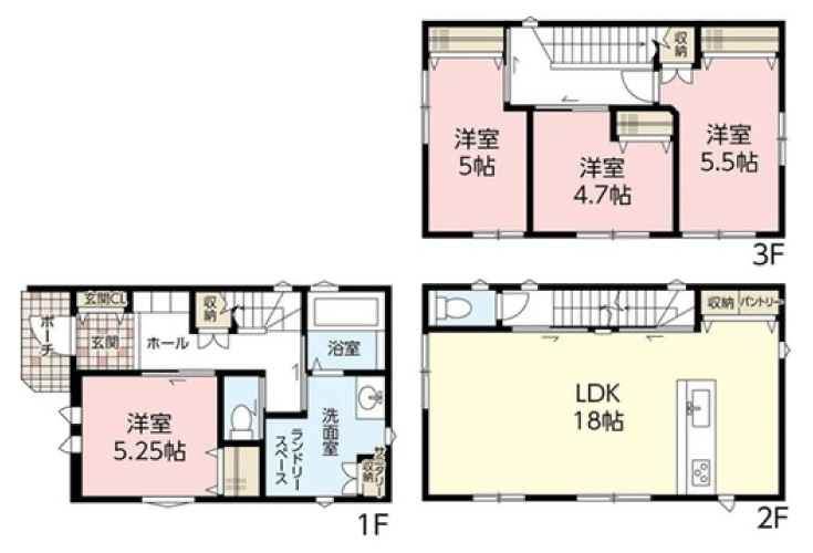 広島市南区宇品御幸3丁目15新築一戸建て分譲住宅間取り図