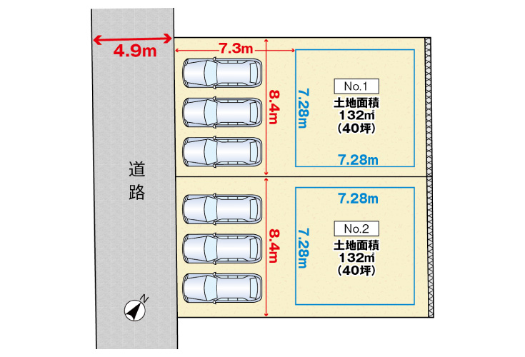広島市安佐南区伴東8丁目76土地分譲住宅区画図