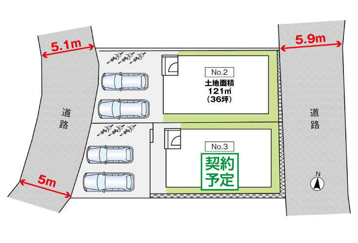広島市西区高須4丁目23新築一戸建て分譲住宅区画図