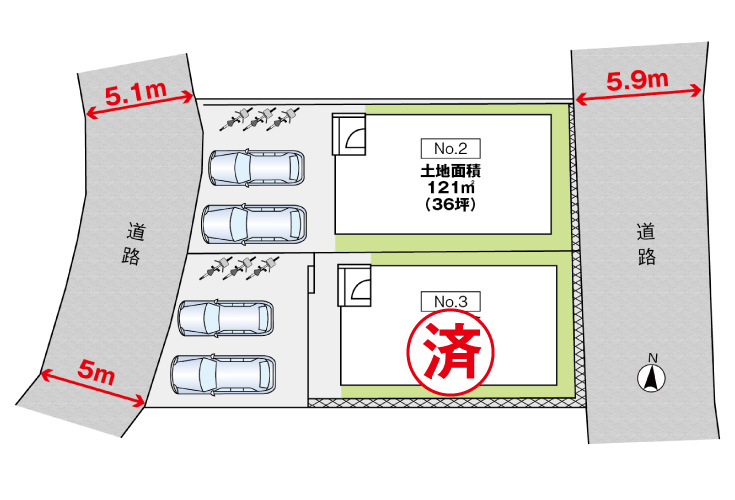 広島市西区高須4丁目23新築一戸建て分譲住宅区画図
