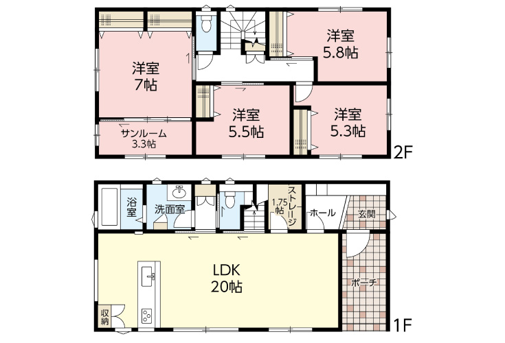 廿日市市福面2丁目17新築戸建て分譲住宅間取り図