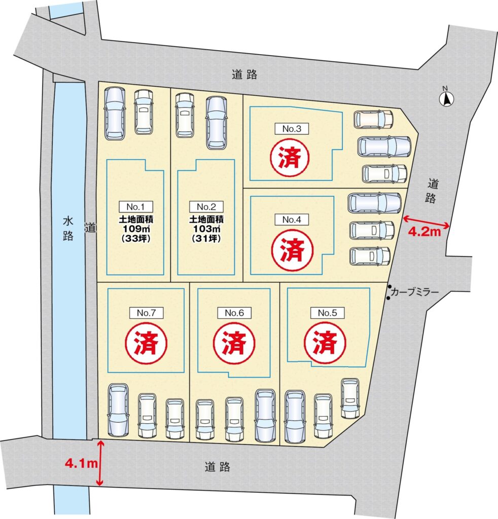 広島市安佐南区西原8丁目32土地分譲住宅区画図
