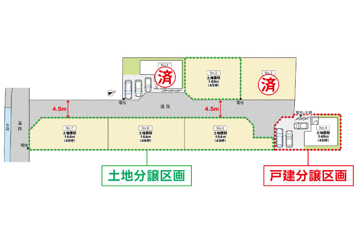 呉市広白岳2丁目4土地分譲住宅区画図