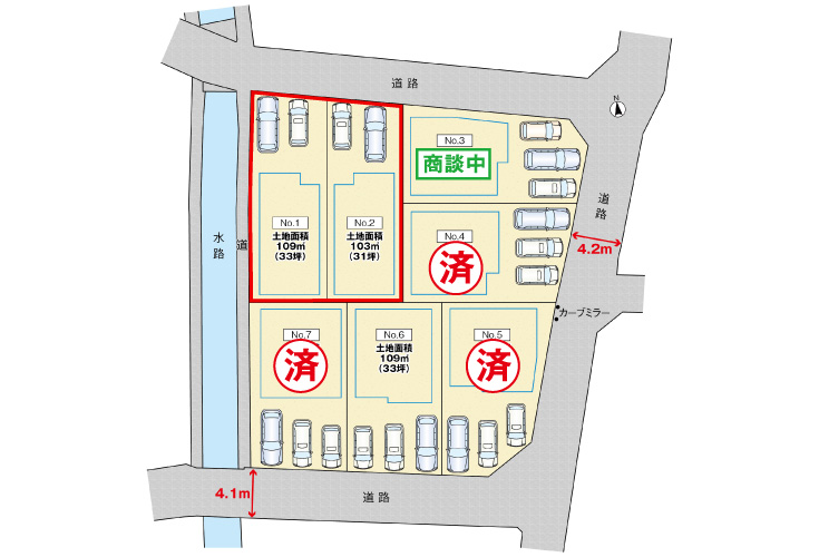 広島市安佐南区西原8丁目32土地分譲住宅区画図