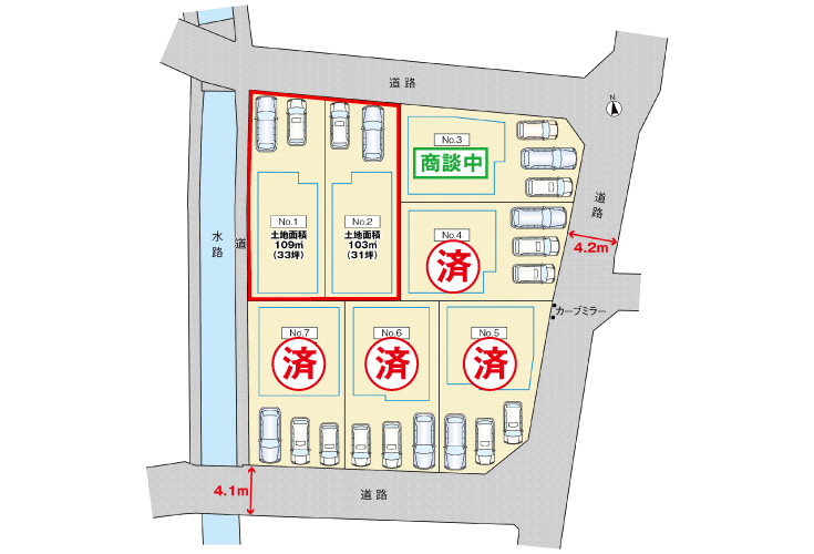 広島市安佐南区西原8丁目32土地分譲住宅区画図