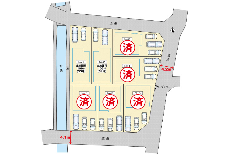 広島市安佐南区西原8丁目32土地分譲住宅区画図