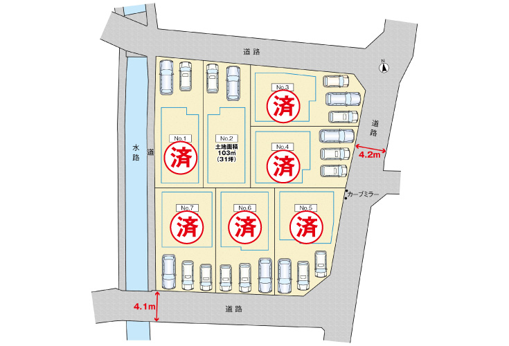 広島市安佐南区西原8丁目32土地分譲住宅区画図