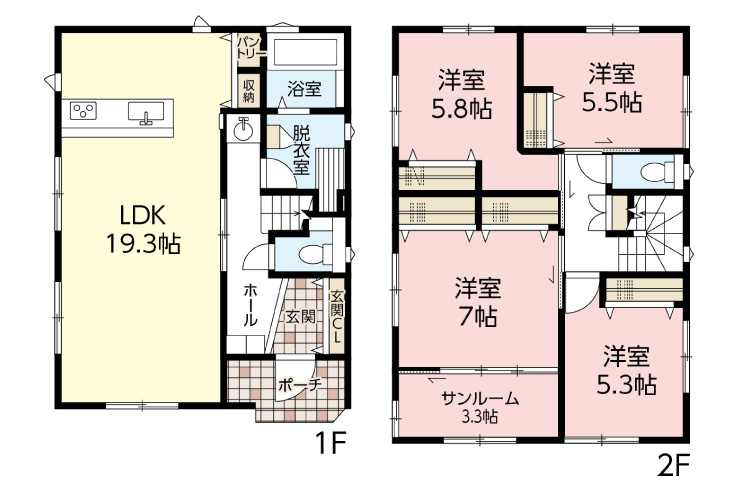 広島市安佐南区長束西3丁目3新築戸建分譲住宅間取り図