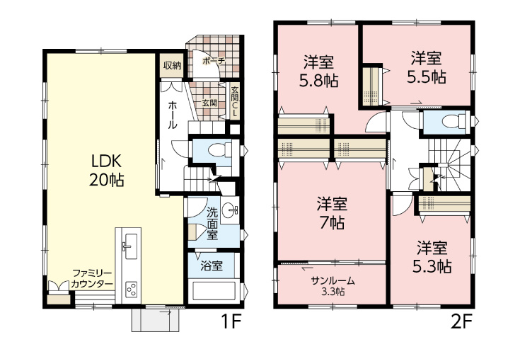 広島県安芸郡海田町日の出町8新築一戸建て分譲住宅間取り図