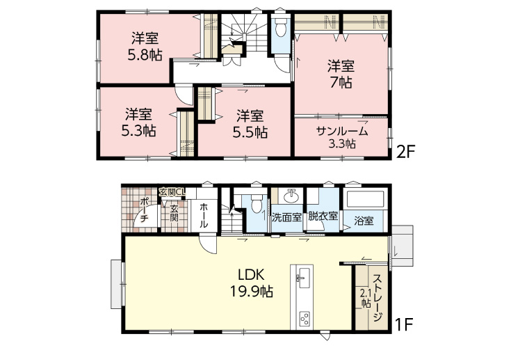 広島市安芸区船越1丁目1新築一戸建て分譲住宅間取り図