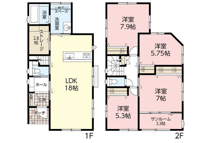 広島市安佐南区八木9丁目1新築一戸建て分譲住宅間取り図