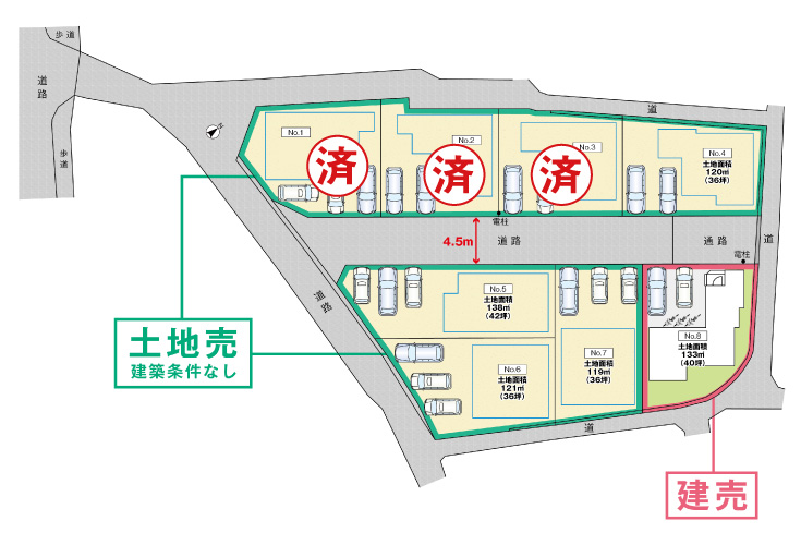 広島県安芸郡坂町横浜中央3丁目7新築一戸建て分譲住宅区画図
