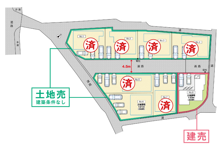 広島県安芸郡坂町横浜中央3丁目7新築一戸建て分譲住宅区画図