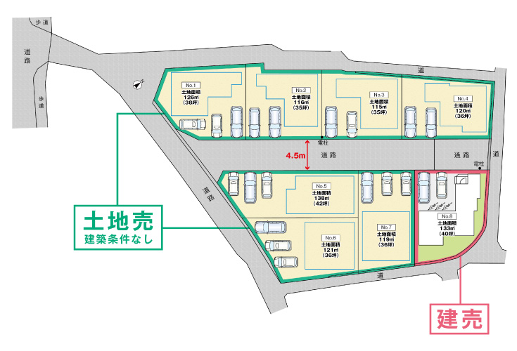 広島県安芸郡坂町横浜中央3丁目7新築一戸建て分譲住宅区画図