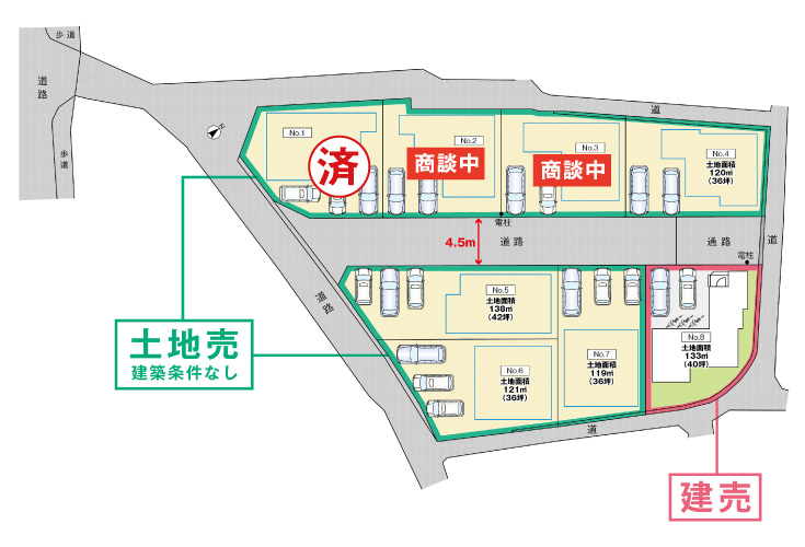 広島県安芸郡坂町横浜中央3丁目7土地分譲住宅区画図