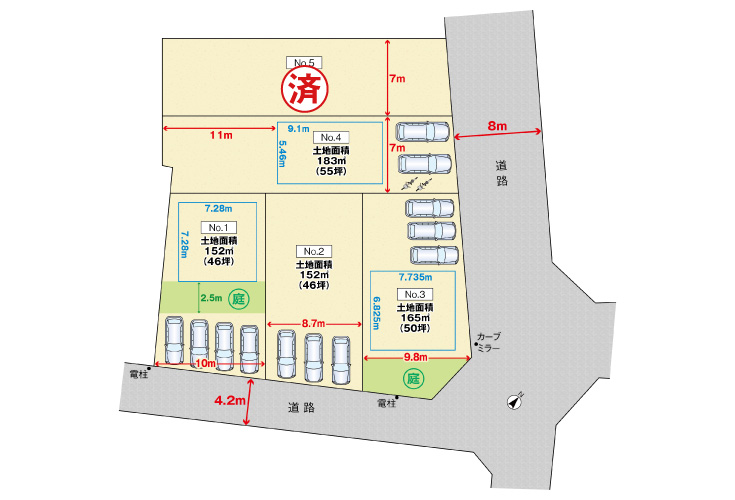 広島市安佐南区落合南1丁目18土地分譲住宅区画図