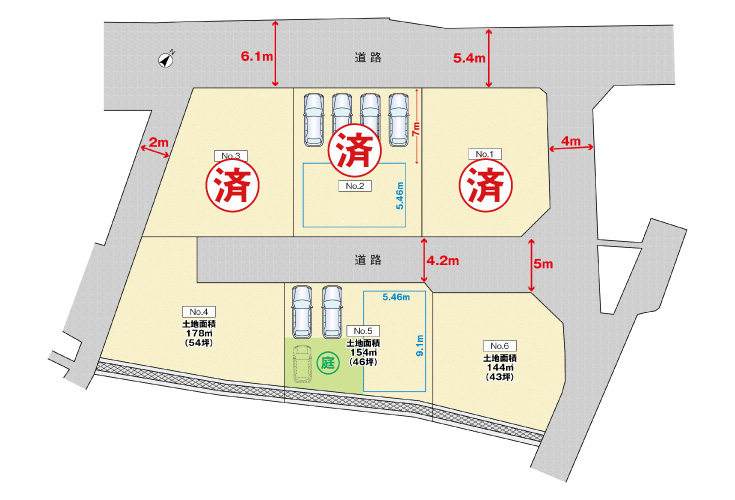 広島市安佐南区八木3丁目44土地分譲住宅区画図