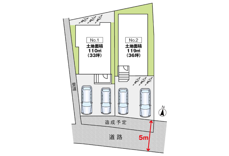 広島市安佐南区祇園5丁目23新築戸建て分譲住宅区画図