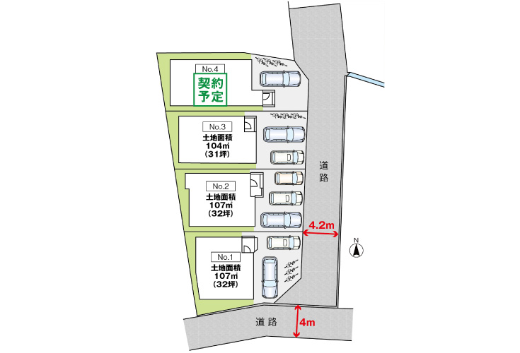 広島市安佐南区東原3丁目1新築一戸建て分譲住宅区画図