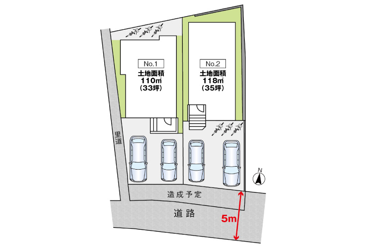 広島市安佐南区祇園5丁目23新築戸建て分譲住宅区画図