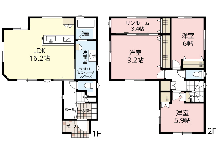 広島市佐伯区五日市中央3丁目9土地分譲住宅間取り図