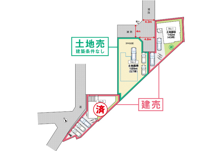 広島市東区牛田新町4丁目5土地分譲住宅区画図