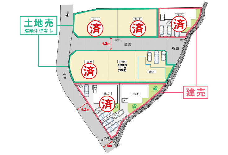 広島市安佐南区緑井3丁目33土地分譲住宅区画図
