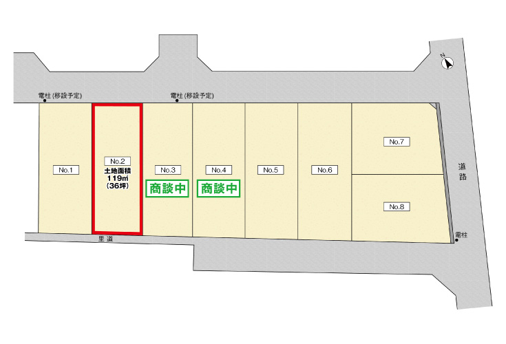広島市安佐南区東野2丁目10土地分譲住宅区画図